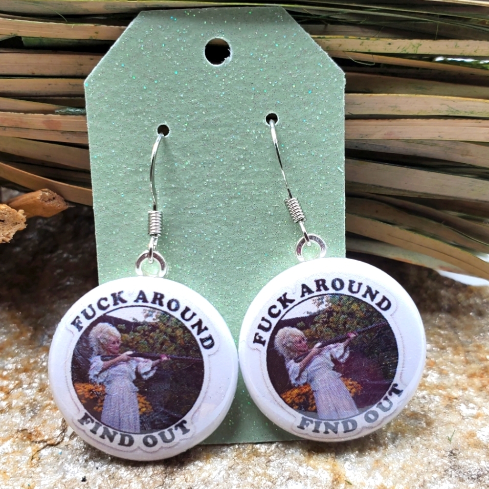 Dolly Parton Earrings Fuck Around Find Out Earrings Shot Gun Country Rus…